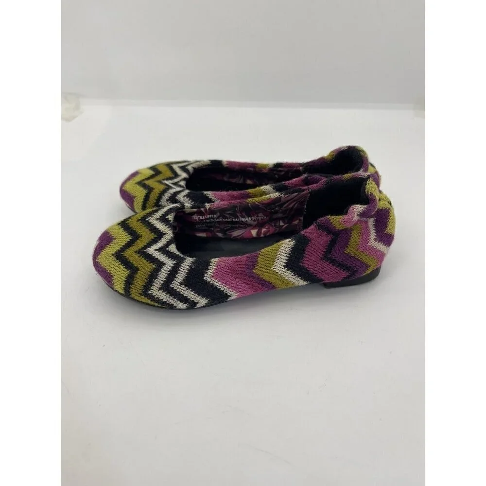 MISSONI Target Iconic Zig Zag Chevron Ballet Flats Girls Size 7 Fuschia **FLAW**